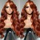 Dark Ginger Wig Human Hair Pre Plucked 13x4 Auburn Colored Human Hair Lace Front Wigs Body Wave Glueless Wigs Human Hair HD Lace Frontal Reddish Brown Human Hair Wig 24 Inch