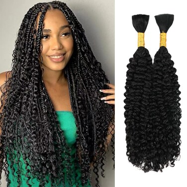 Human Braiding Hair for Boho Braids 18 Inch Curly Human Hair Braiding 12A Brazilian No Weft Hair Extensions for Bohemian Knotless Braids Bulk Human Hair for Braiding 2 Bundles 100g