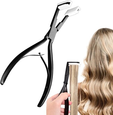 Tape in Hair Extensions Plier, Stainless Steel Flat Surface Extensions Tape Sealing Clamp Pliers Tool, Microlink Hair Extension Removal Tool Kit for Women Hair Extension Tools(Black)