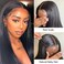 Black Straight Lace Front Wigs Synthetic Artificial Human Hair Glueless Pre-Plucked Straight Natural Hairline Synthetic Wigs Middle Part Heat Resistant Soft Baby Hair for Black Women (26 Inch)