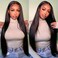 Black Straight Lace Front Wigs Synthetic Artificial Human Hair Glueless Pre-Plucked Straight Natural Hairline Synthetic Wigs Middle Part Heat Resistant Soft Baby Hair for Black Women (26 Inch)