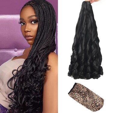 French curly Braiding Hair Spanish Curly Braiding Hair Loose Curl Bouncy Synthetic Hair Extensions Pre Stretched French Curl Crochet Hair For Black Women 24inch 8 lots