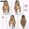 D&Eacute;BUT Long Wavy Lace Front Wigs 30 Inches Ombre Highlight Ash Blonde 13x6x0.5 Synthetic Hair High Temperature Wig Middle Part Wig for Women Cosplay Daily Use