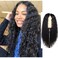 BWDCQMX Lace Front Wigs Long Black Wavy Wig Human Hair for Women 28" Deep Wave Wig with 4" Simulated Scalp for Black Women Human Hair Replacement Wigs for Daily Party Use