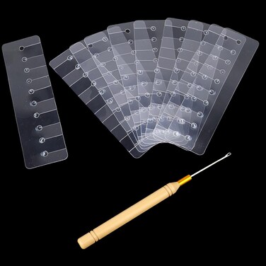 11 Pcs Heat Shield Guards for Hair Extension with Hook Hair Extension Tool, Multi Hole Shield Spacers Fusion Glue Protector Templates, Pulling Needle for Hair Extensions