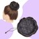 Messy Bun Hair Piece Human Hair Bun Scrunchy Updo Drawstring Clip in Bun Wavy Curly for Women Wedding Party Off Black #1B