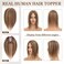 Rich Choices 100% Remy Human Hair Silk Base Top Hairpiece for Women Clip in Topper Hand-made Top Toppee Hairpiece 120% Density Middle Part with Thinning Hair 14'' #4P27 Medium Brown&amp;Dark Blonde 45g