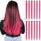 12 Pieces Hot Pink Hair Extensions Clip in for Kids Girls Women, 22 Inch Long Straight Colored Heat Resistant Synthetic, Streak Extension Clips Ins Play Highlights