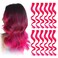 12 Pieces Pink Hair Extensions Clip in for Kids Girls Curly Wavy, Party Highlights Streak Colored Synthetic Hair Extension Clips Ins, 16 Inch Hairpiece