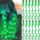 Green Colored Clip in Hair Extensions 12 Pieces Streak for Women Kids Girls, 16 Inch Wavy Curly, Party Highlights