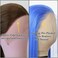 BTWTRY Blue Synthetic Lace Front Wig Long Straight Dark Blue Lace Front Synthetic Wig Pre Plucked Natural Hairline Glueless Heat Resistant Fiber Hair Wig for Fashion Women (Blue)