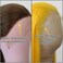 BTWTRY Yellow Synthetic Lace Front Wig Long Straight Lace Front Synthetic Wig Pre Plucked Natural Hairline Glueless Heat Resistant Fiber Hair Wig for Fashion Women (Yellow)