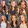 P1B/30 Bundles Highlight Body Wave Bundles Human Hair 8A Grade Brazilian Virgin Hair Mixed Length 3 Bundles 14 16 18 INch Two Tone Brown Mixed With Black Bundles Ombre Bundles Hair Extensions