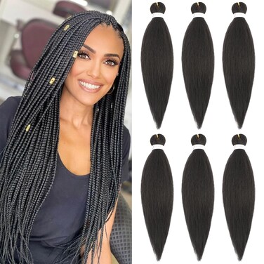 Dark Brown Pre Stretched Braiding Hair 28 Inch Color 2 Braids Hair Extensions 6 Packs Soft Professional Hot Water Setting Hair Extensions for Braids Yaki Straight Texture Kinky Braiding Hair