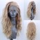 RDY Ash Blonde Long Body Wave Lace Front Synthetic Wig 24inch Mix Blonde Loose Wavy Lace Front Wigs for Women Heat Fiber Hair Half Hand Tied Wig Cosplay Daily Use Wig