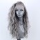 Silver Grey Long Curly Synthetic Lace Front Wigs for Women Free Part Pre Plucked Natural Hairline Lace Front Synthetic Cosplay Wigs Glueless Daily Wear Costume Wig 24 Inches