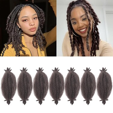 Afro Twist Hair 7 Packs Marley Twist Braiding Hair 8 Inch Cuban Twist Long Afro Kinky Synthetic Fiber for Braiding Hair Extensions (8inch, 4-7)