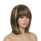 QUEENTAS Short Bob Wigs for Women Short Hair Wigs for Women with Bangs Brown Wig Brown Bob Wig fSynthetic Hair Wigs (Brown and Highlight Blonde)