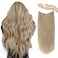 Sunny Blonde Hair Extensions Wire Real Human Hair Highlights Invisible Wire Hair Extensions Straight Remy Hair Extensions Clip ins Ash Blonde Highlights Golden Blonde Hair Extensions 20Inch 100G
