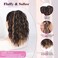 QGZ Highlights Ponytail Extension 14 Inch Drawstring Ponytail for Women Synthetic Short Curly Wavy Fluffy Clip in Ponytail Hair Extensions for Women(Chocolate Brown with Caramel Blonde Highlights)