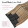 REECHO Clip in Hair Extensions, Hair Extensions Thick Long Lace Weft Lightweight Synthetic Hairpieces for Women (24 Inch-240 Gram(Pack of 5), Dark Blonde with Light Blonde Highlights)