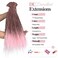 WIGER Straight Dreadlock Extensions DE Hip-Hop Soft Locs Crochet Hair for Women Ombre Pink DE Dreads Extensions Handmade Reggae Hair Hippie Synthetic Twisted Hair (Full Set 50 Strands, Ombre Pink)