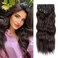 Clip in Hair Extensions,Dowugie Dark Brown Hair Extensions Clip Ins 6PCS Synthetic Clip in Extensions 20 Inch Long Wavy Hair Extensions for Women Thick Hairpieces Full Head Hair Extension.