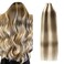 YME YME Tape in Hair Extensions Human Hair Natural Highlights Chestnut Brown to Chocolate Brown to Platinum Blonde Hair Tape Extensions Straight 22inch 50g 20pcs