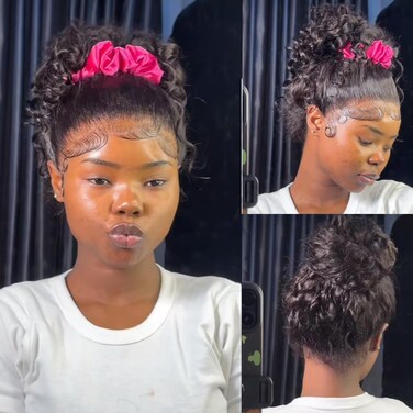 Hidden Strap Water Wave 360 Glueless Wigs Human Hair Pre Plucked 180 Density Wet and Wavy HD Full Lace Frontal Drawstring Wig with baby hair(20 inch)