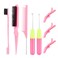 Hair Crochet Hooks Set - 2 Crochet Needles, Edge Brush, Bristle Brush, Rat Tail Comb, 3 Gator Clips for Passion Twist Hair Extensions