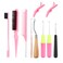 Passion Twist Crochet Hair Extensions Tool, 5Pcs Different Size Crochet Hooks for Hair, 1Pcs Edge Brush 1Pcs Bristle Hair Brush 1Pcs Rat Tail Comb 2pcs Gator Clips
