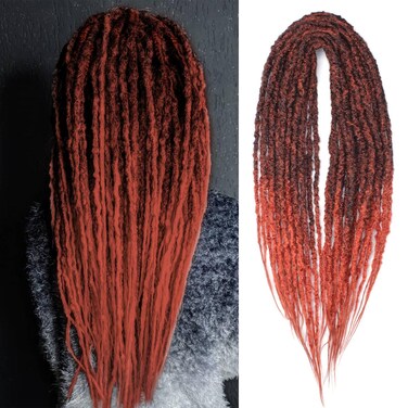 Boho Textured Dreadlocks Extensions, 22 Inch Double Ended Textured Dreads Hippie Hair Extensions, 20 Strands for White Women (1b350, DE-Textured-20s-22")