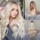 HAIRCUBE Long Blonde Wigs for Women Synthetic Curly Wavy Hair Wig for Daily