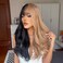 EMMOR Black and Blonde Wig Long Curly Wig with Bangs for Women Two Tone Wig Synthetic Hair Two Color Cosplay Costume Wig Halloween Wig