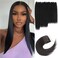 Bundles With Closure Human Hair Straight Bundles Human Hair 4 Bundles with Closure 10A Unprocessed Brazilian Virgin HairNatural Black Hair Extensions(12" 12" 14" 14" with 12" Closure)