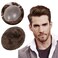 Mens Toupee Human Hair Pieces Super Soft Thin Skin with V-loop knot Hairpieces for Men 8x10 Inch Cap Mens Hair System mens hair system #310(Brown Color With 10% Gray Hair)