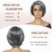 HUA Grey Human Hair Wig for Women Gray Pixie Cut Wigs for Black Women Human Hair Glueless Mixed 8 Inch Short Salt and Pepper Wigs for Older Women Straight Layered Grey Wigs Natural Wave Non-Lace Wig