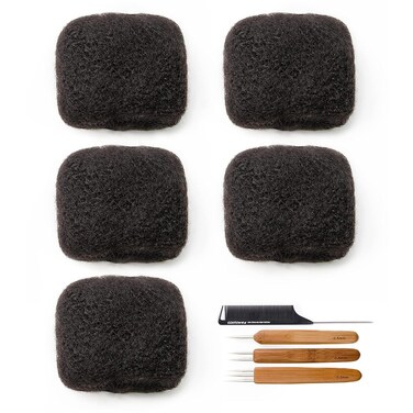 Tight Afro Kinky Bulk 100 ％ Human Hair for Draedlock Extensions, Repair Locs, Twists and Braids (12 Inch, Natural Black)