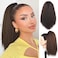 Yaki Straight Claw Clip Ponytail Extension for Black Women 16 Inch Kinky Straight Clip-on-and-Go High Pony Brown Synthetic Natural Hair Extension(16&rsquo;&rsquo;, M30)