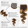 ALHER Ombre 4/27 Body Wave 4x4 Closure Human Hair Honey Blonde Highlight Brown Ombre Color Wavy Free Part Melt 4x4 Lace Closure 20 Inch 10A Brazilian Virgin Remy Human Hair Pre Plucked With Baby Hair