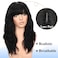 FAVE 16 Inches Human Hair Wig with Bangs Natural Wave Wigs Human Hair 1 * 3 HD Lace Top Black Wig with Bangs for Women,100% Real Human Hair Wigs Curtain Bangs Wig Human Hair (1B)