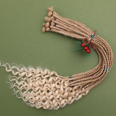 FAVE Dreadlock Extensions 20Strands Synthetic Box Braided Hair 26 Wavy Dreads Extensions Ombre Brown to Blonde Dreadlock for Women (27/613)