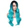 FAVE Ombre Bluish Green Wig Long Wavy Side Part Wig Heat Resistant Synthetic Hair Teal Blue Wig Mermaid Wigs for Women (Ombre Bluish Green)