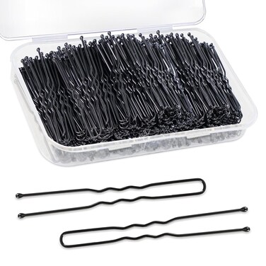 U Shaped Hair Pins, 240Pcs Black U Pins Hair Pins for Buns Updos Hair Grip Bulk for Hairstyle with Storage Box, 2.4inch