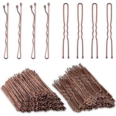 200PCS Brown Bobby Pins and U-shaped Hair Pins Set with Box, 2.4 Inch