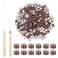 200Pcs Hair Extentions Beads 4mm Silicone Lined Micro Beads with Pulling Hook Needle, Bead Device Tool Kits for Hair Extensions(Dark Brown)