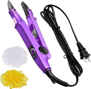 Lothee Fusion Hair Extensions Tool with Keratin Glue Granule Beads, US Plug, B Head (Purple)