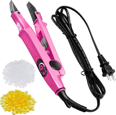 Lothee Fusion Hair Extensions Tool with Keratin Glue Granule Beads, Us Plug, B Head(Pink)