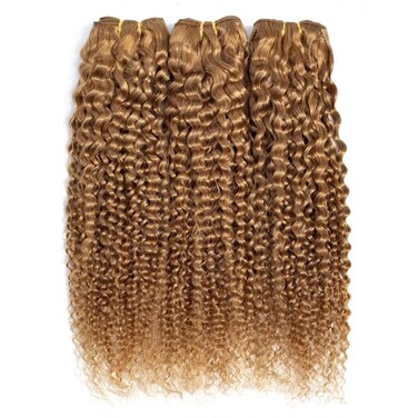 FEELME 3 Bundles 16 18 20 Honey Blonde Brazilian Hair Kinky Curly Bundles Color 27 Curly Human Hair Bundles Unprocessed Virgin Brazilian Curly Hair Bundles 100% Human Hair Extensions