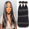 Feibin Straight Human Hair Bundles 14 14 14 Inch Trippy Hair Bundles Human 100% Brazilian Unprocessed Raw Hair Bundles Weave Bundles Human Hair Extensions For Black Women Natural Color